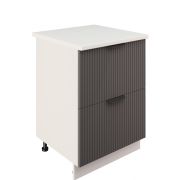 Шкаф нижний с ящиками ШНГ2Я 600 Корпус: ЛДСП белый 16мм; фасад: фрезеровка Норд Line, МДФ софт смок 16 мм