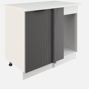 Шкаф нижний угловой  ШНУП 1000 Корпус: ЛДСП белый 16мм; фасад: фрезеровка Норд Line, МДФ софт смок 16 мм