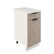 Шкаф нижний с ящиком ШН1Я 400 Корпус: ЛДСП белый 16мм; фасад: фрезеровка Норд, МДФ камень беж 16 мм