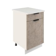 Шкаф нижний с ящиком ШН1Я 500 Корпус: ЛДСП белый 16мм; фасад: фрезеровка Норд, МДФ камень беж 16 мм