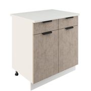 Шкаф нижний с ящиками ШН2Я 800 Корпус: ЛДСП белый 16мм; фасад: фрезеровка Норд, МДФ камень беж 16 мм