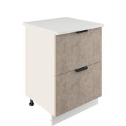Шкаф нижний с ящиками ШНГ2Я 600 Корпус: ЛДСП белый 16мм; фасад: фрезеровка Норд, МДФ камень беж 16 мм
