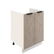 Шкаф нижний под мойку ШНМ 600 Корпус: ЛДСП белый 16мм; фасад: фрезеровка Норд, МДФ камень беж 16 мм
