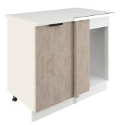 Шкаф нижний угловой  ШНУП 1000 Корпус: ЛДСП белый 16мм; фасад: фрезеровка Норд, МДФ камень беж 16 мм