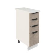 Шкаф нижний с ящиками ШНЯ 300 Корпус: ЛДСП белый 16мм; фасад: фрезеровка Норд, МДФ камень беж 16 мм