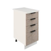 Шкаф нижний с ящиками ШНЯ 400 Корпус: ЛДСП белый 16мм; фасад: фрезеровка Норд, МДФ камень беж 16 мм