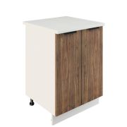 Шкаф нижний ШН 600 Корпус: ЛДСП белый 16мм; фасад: фрезеровка Норд, МДФ орех канадский 16 мм