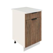 Шкаф нижний с ящиком ШН1Я 500 Корпус: ЛДСП белый 16мм; фасад: фрезеровка Норд, МДФ орех канадский 16 мм