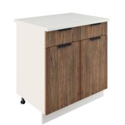 Шкаф нижний с ящиками ШН2Я 800 Корпус: ЛДСП белый 16мм; фасад: фрезеровка Норд, МДФ орех канадский 16 мм