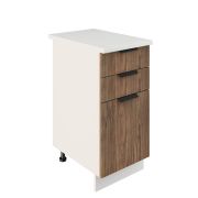 Шкаф нижний с ящиками ШН3Я 400 Корпус: ЛДСП белый 16мм; фасад: фрезеровка Норд, МДФ орех канадский 16 мм