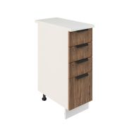 Шкаф нижний с ящиками ШНЯ 300 Корпус: ЛДСП белый 16мм; фасад: фрезеровка Норд, МДФ орех канадский 16 мм