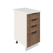 Шкаф нижний с ящиками ШНЯ 400 Корпус: ЛДСП белый 16мм; фасад: фрезеровка Норд, МДФ орех канадский 16 мм