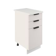 Шкаф нижний с ящиками ШН3Я 400 Корпус: ЛДСП белый 16мм; фасад: фрезеровка Норд, МДФ софт даймонд 16 мм