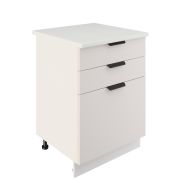 Шкаф нижний с ящиками ШН3Я 600 Корпус: ЛДСП белый 16мм; фасад: фрезеровка Норд, МДФ софт даймонд 16 мм