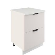 Шкаф нижний с ящиками ШНГ2Я 600 Корпус: ЛДСП белый 16мм; фасад: фрезеровка Норд, МДФ софт даймонд 16 мм