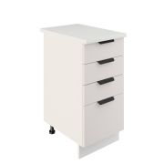 Шкаф нижний с ящиками ШНЯ 400 Корпус: ЛДСП белый 16мм; фасад: фрезеровка Норд, МДФ софт даймонд 16 мм