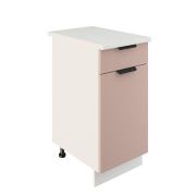 Шкаф нижний с ящиком ШН1Я 400 Корпус: ЛДСП белый 16мм; фасад: фрезеровка Норд, МДФ софт какао 16 мм