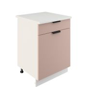 Шкаф нижний с ящиком ШН1Я 600 Корпус: ЛДСП белый 16мм; фасад: фрезеровка Норд, МДФ софт какао 16 мм