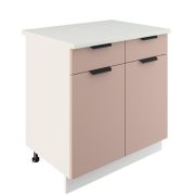 Шкаф нижний с ящиками ШН2Я 800 Корпус: ЛДСП белый 16мм; фасад: фрезеровка Норд, МДФ софт какао 16 мм