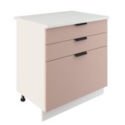 Шкаф нижний с ящиками ШН3Я 800 Корпус: ЛДСП белый 16мм; фасад: фрезеровка Норд, МДФ софт какао 16 мм