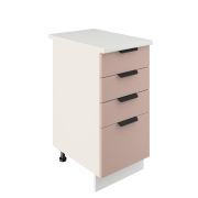 Шкаф нижний с ящиками ШНЯ 400 Корпус: ЛДСП белый 16мм; фасад: фрезеровка Норд, МДФ софт какао 16 мм