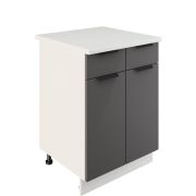 Шкаф нижний с ящиками ШН2Я 600 Корпус: ЛДСП белый 16мм; фасад: фрезеровка Норд, МДФ софт смок 16 мм