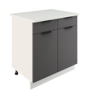 Шкаф нижний с ящиками ШН2Я 800 Корпус: ЛДСП белый 16мм; фасад: фрезеровка Норд, МДФ софт смок 16 мм