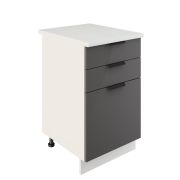 Шкаф нижний с ящиками ШН3Я 500 Корпус: ЛДСП белый 16мм; фасад: фрезеровка Норд, МДФ софт смок 16 мм