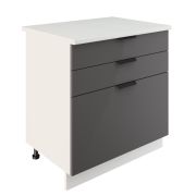 Шкаф нижний с ящиками ШН3Я 800 Корпус: ЛДСП белый 16мм; фасад: фрезеровка Норд, МДФ софт смок 16 мм