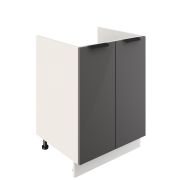 Шкаф нижний под мойку ШНМ 600 Корпус: ЛДСП белый 16мм; фасад: фрезеровка Норд, МДФ софт смок 16 мм