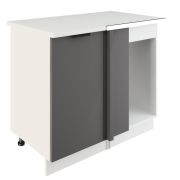 Шкаф нижний угловой  ШНУП 1000 Корпус: ЛДСП белый 16мм; фасад: фрезеровка Норд, МДФ софт смок 16 мм