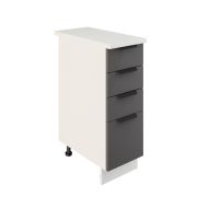 Шкаф нижний с ящиками ШНЯ 300 Корпус: ЛДСП белый 16мм; фасад: фрезеровка Норд, МДФ софт смок 16 мм