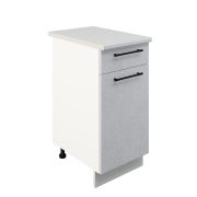 Шкаф нижний с ящиком ШН1Я 400 Корпус: ЛДСП белый 16мм; фасад: фрезеровка Нувель, МДФ бетон белый 16мм