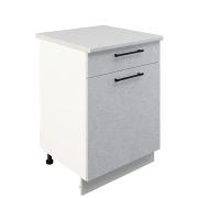 Шкаф нижний с ящиком ШН1Я 600 Корпус: ЛДСП белый 16мм; фасад: фрезеровка Нувель, МДФ бетон белый 16мм