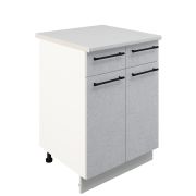 Шкаф нижний с ящиками ШН2Я 600 Корпус: ЛДСП белый 16мм; фасад: фрезеровка Нувель, МДФ бетон белый 16мм