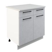 Шкаф нижний с ящиками ШН2Я 800 Корпус: ЛДСП белый 16мм; фасад: фрезеровка Нувель, МДФ бетон белый 16мм