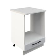 Шкаф нижний духовой ШНД 600 Корпус: ЛДСП белый 16мм; фасад: фрезеровка Нувель, МДФ бетон белый 16мм