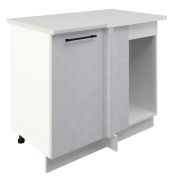 Шкаф нижний угловой  ШНУП 1000 Корпус: ЛДСП белый 16мм; фасад: фрезеровка Нувель, МДФ бетон белый 16мм