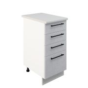 Шкаф нижний с ящиками ШНЯ 400 Корпус: ЛДСП белый 16мм; фасад: фрезеровка Нувель, МДФ бетон белый 16мм