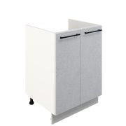 Шкаф нижний под мойку ШНМ 600 Корпус: ЛДСП белый 16мм; фасад: фрезеровка Нувель, МДФ бетон белый 16мм