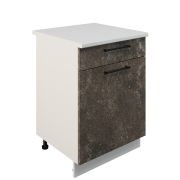 Шкаф нижний с ящиком ШН1Я 600 Корпус: ЛДСП белый 16мм; фасад: фрезеровка Нувель, МДФ бетон коричневый 16мм