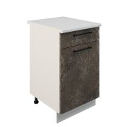 Шкаф нижний с ящиком ШН1Я 500 Корпус: ЛДСП белый 16мм; фасад: фрезеровка Нувель, МДФ бетон коричневый 16мм