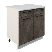 Шкаф нижний с ящиками ШН2Я 800 Корпус: ЛДСП белый 16мм; фасад: фрезеровка Нувель, МДФ бетон коричневый 16мм