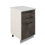 Шкаф нижний с ящиками ШН3Я 500 Корпус: ЛДСП белый 16мм; фасад: фрезеровка Нувель, МДФ бетон коричневый 16мм