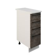 Шкаф нижний с ящиками ШНЯ 300 Корпус: ЛДСП белый 16мм; фасад: фрезеровка Нувель, МДФ бетон коричневый 16мм