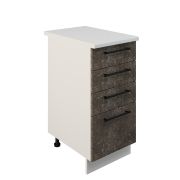 Шкаф нижний с ящиками ШНЯ 400 Корпус: ЛДСП белый 16мм; фасад: фрезеровка Нувель, МДФ бетон коричневый 16мм