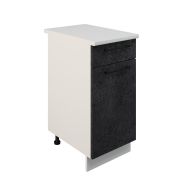 Шкаф нижний с ящиком ШН1Я 400 Корпус: ЛДСП белый 16мм; фасад: фрезеровка Нувель, МДФ бетон черный 16мм