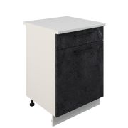 Шкаф нижний с ящиком ШН1Я 600 Корпус: ЛДСП белый 16мм; фасад: фрезеровка Нувель, МДФ бетон черный 16мм