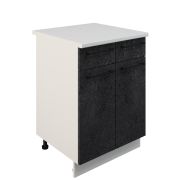 Шкаф нижний с ящиками ШН2Я 600 Корпус: ЛДСП белый 16мм; фасад: фрезеровка Нувель, МДФ бетон черный 16мм