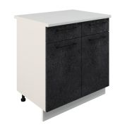 Шкаф нижний с ящиками ШН2Я 800 Корпус: ЛДСП белый 16мм; фасад: фрезеровка Нувель, МДФ бетон черный 16мм